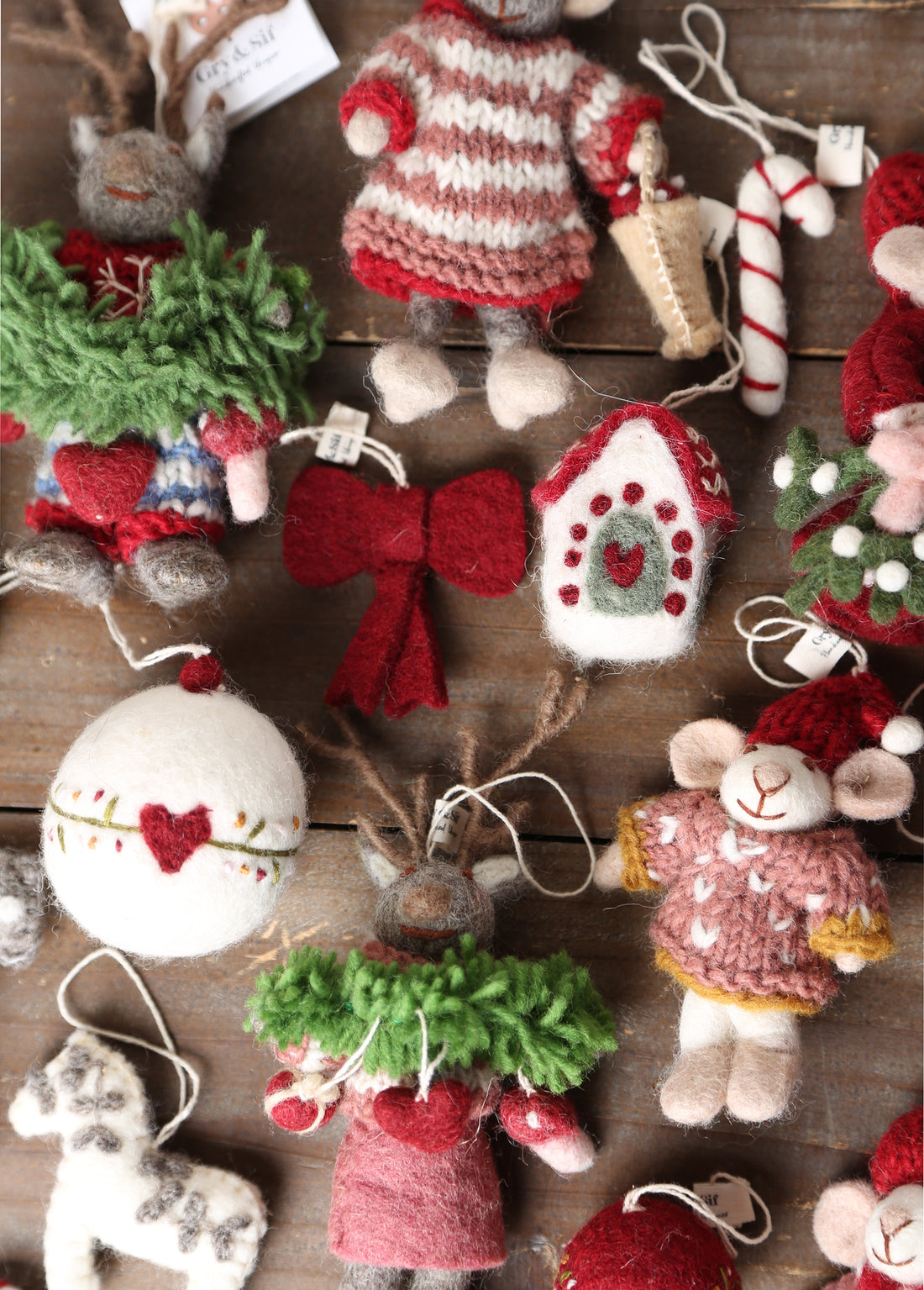 Folk Dala Horses - Set of 3 - Handcrafted Felt Hanging Decorations