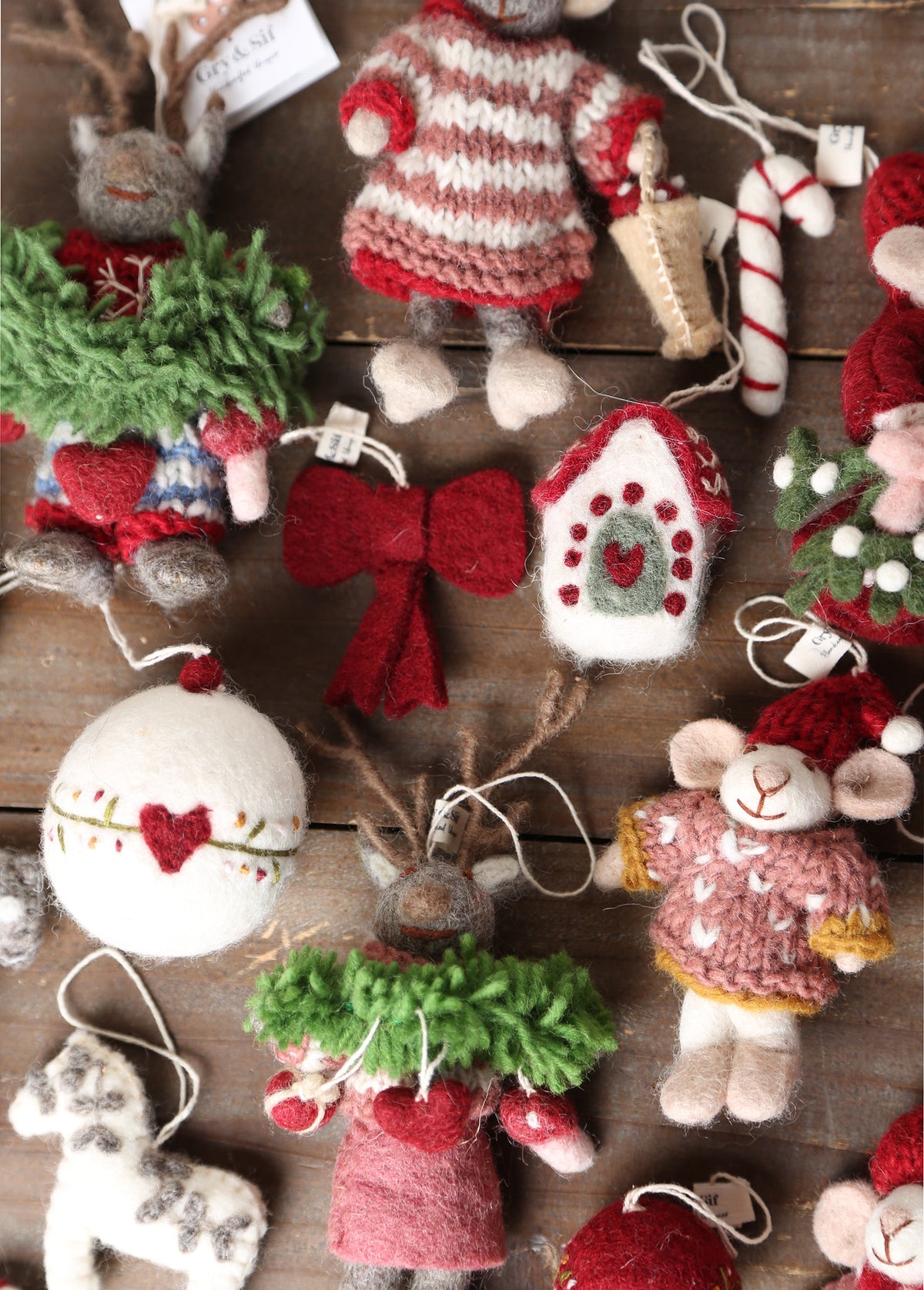 Claude &amp; Clarice - Handcrafted Felt Deer Hanging Decorations