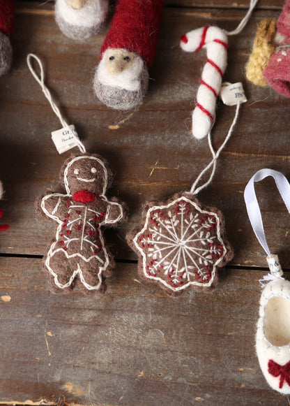Nordic Gingerbread - Set of 2 - Handcrafted Felt Hanging Decorations