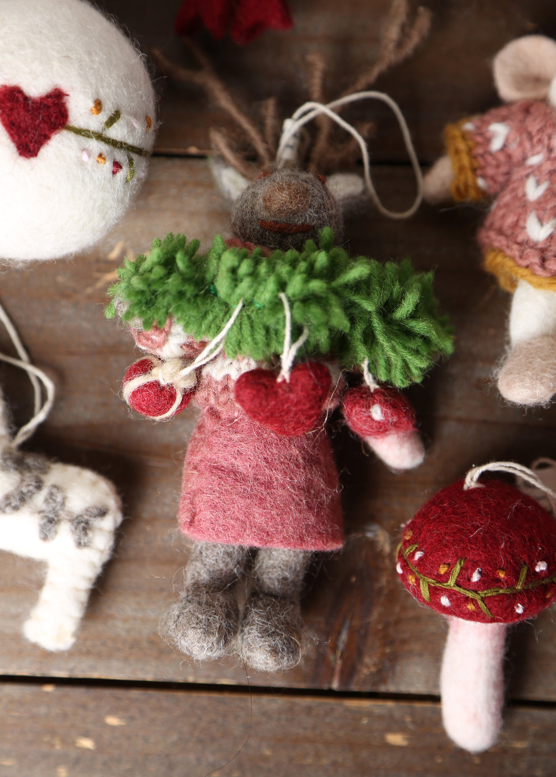 Claude &amp; Clarice - Handcrafted Felt Deer Hanging Decorations