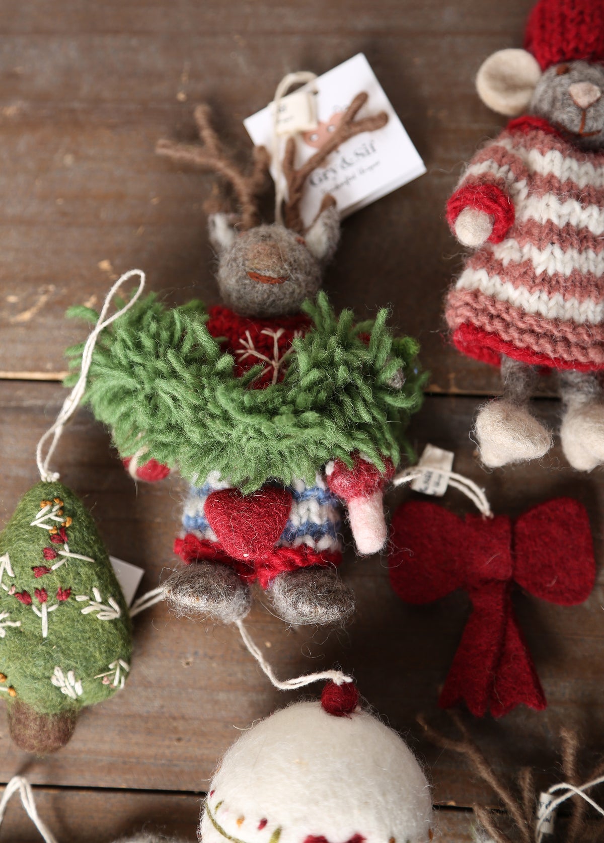 Claude &amp; Clarice - Handcrafted Felt Deer Hanging Decorations