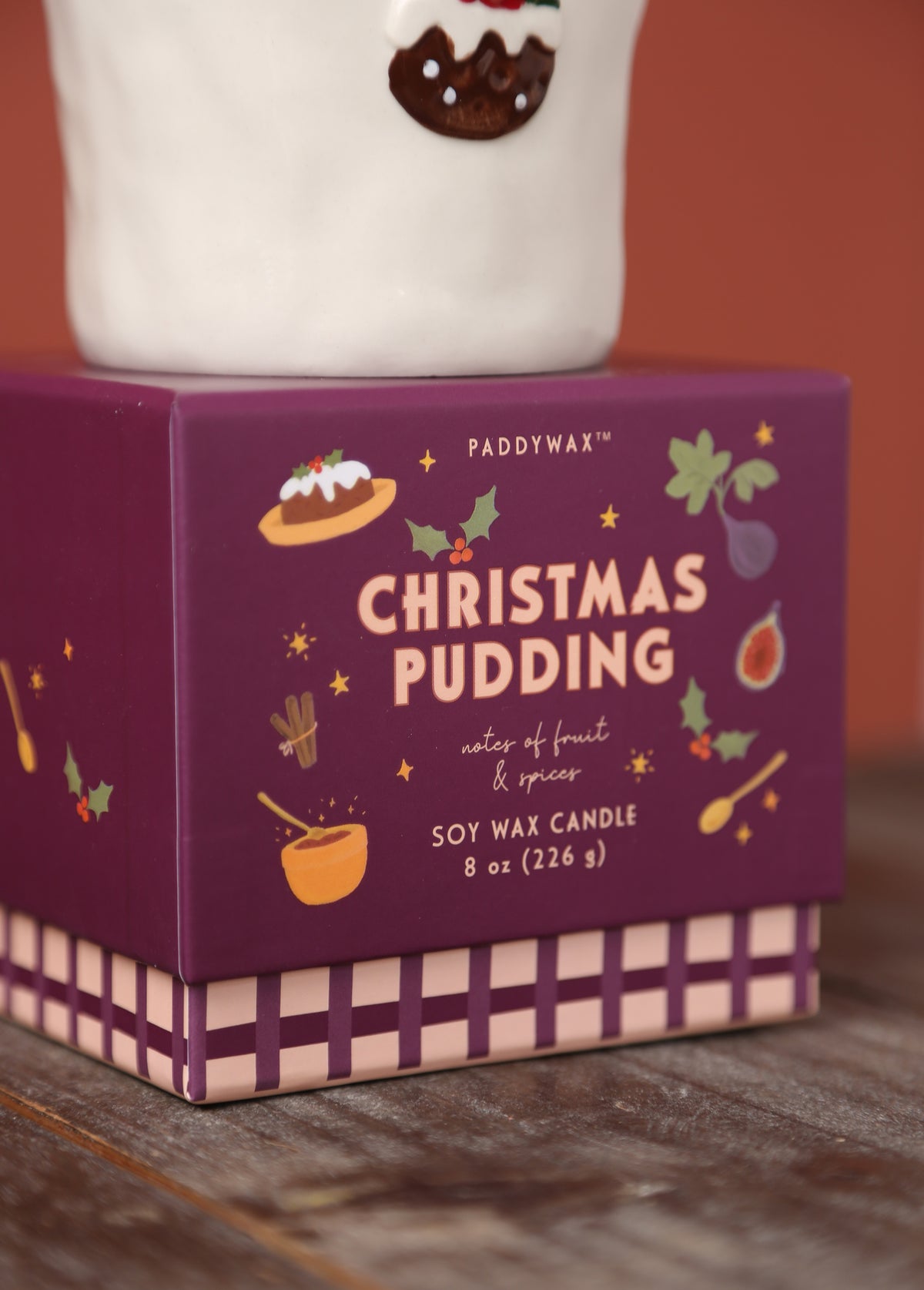 Christmas Pudding Boxed Ceramic Candle - Fruits &amp; Spices