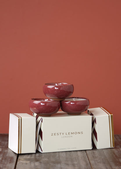 Under the Tree: Burgundy Tea Light Cracker - Set of 3