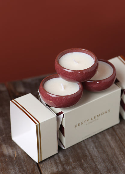Under the Tree: Burgundy Tea Light Cracker - Set of 3
