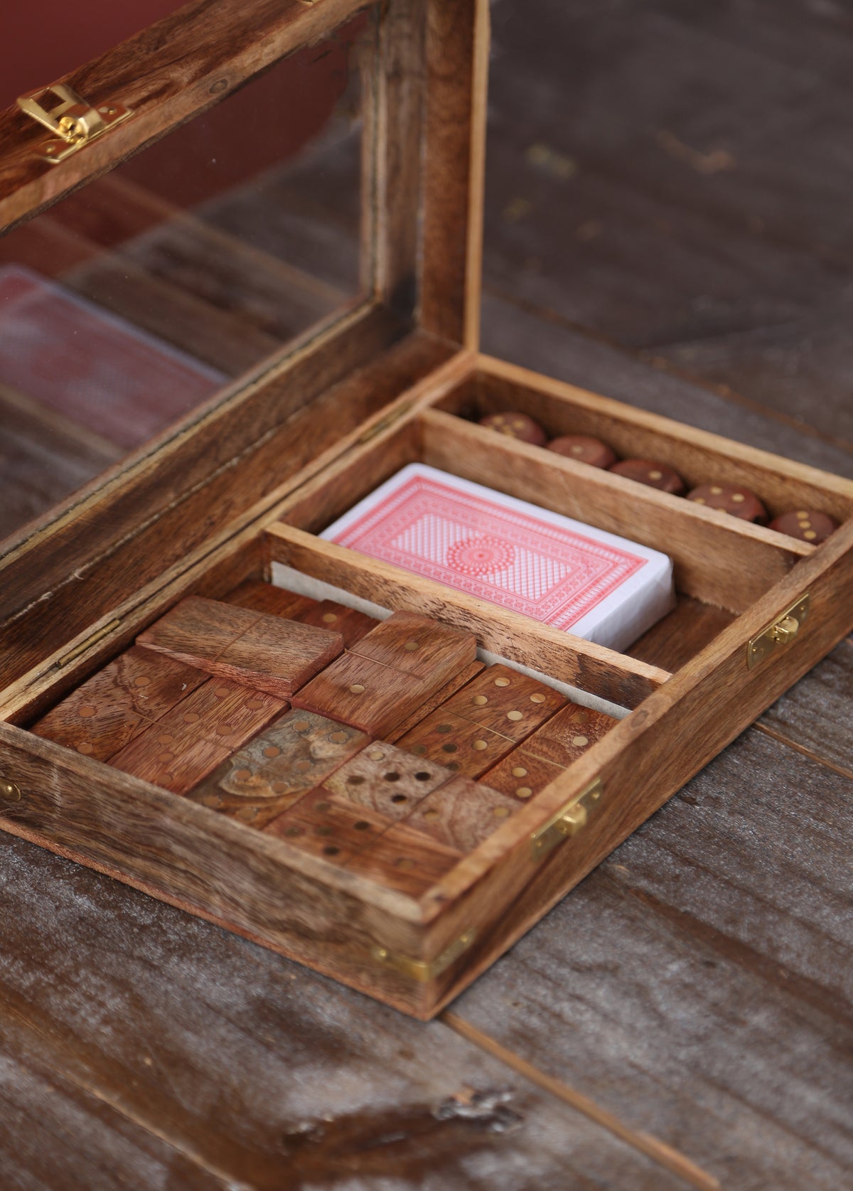 Brass &amp; Mango Wood Games Set In Box