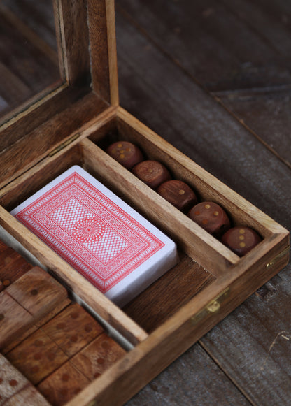 Brass &amp; Mango Wood Games Set In Box