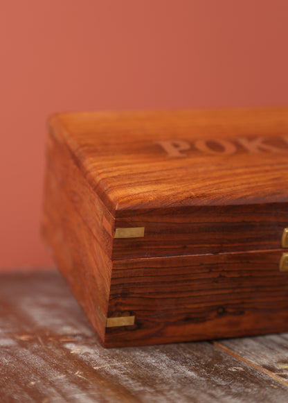 Wooden, Brass Poker Set – Classic Card Game