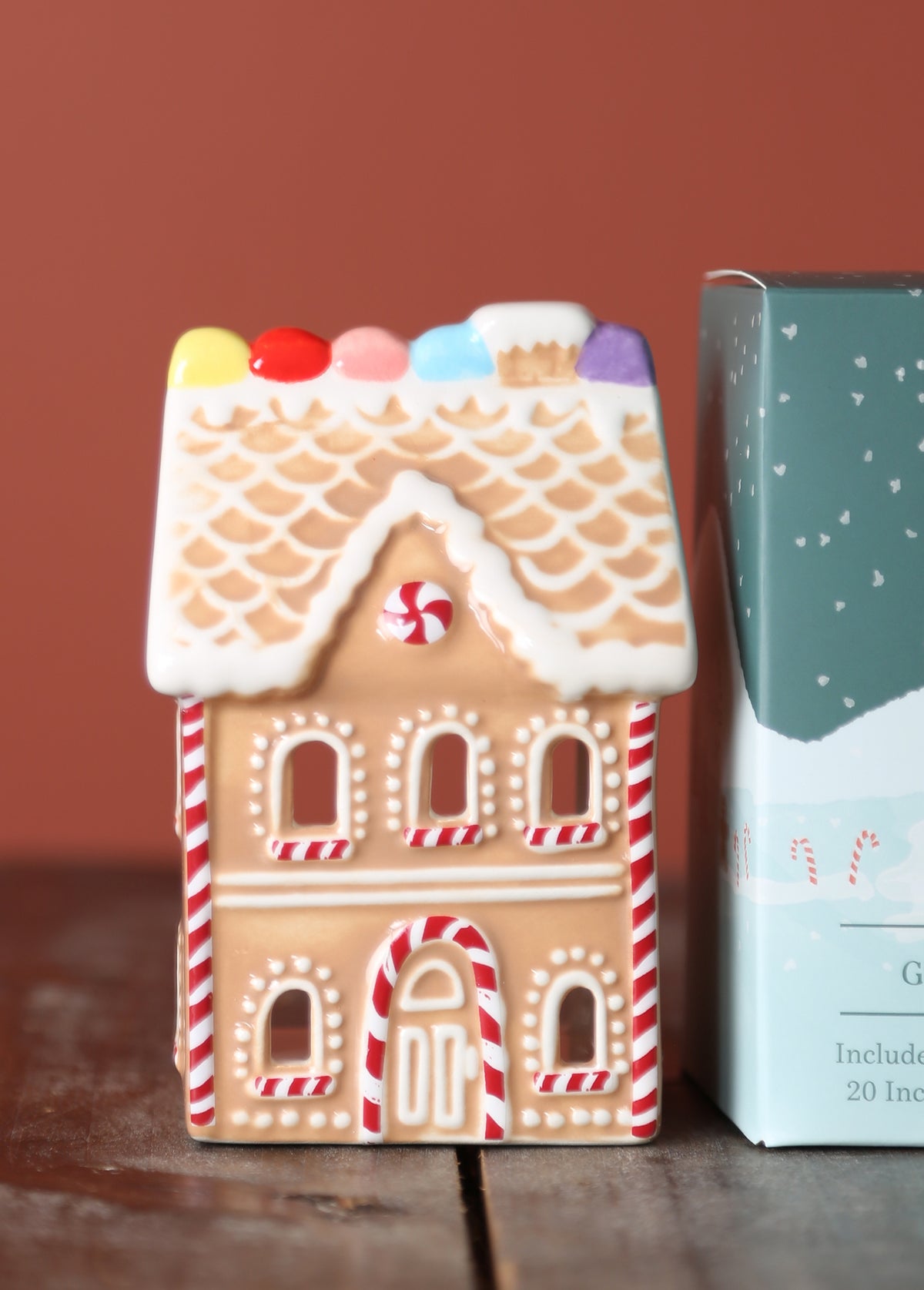 Ceramic Gingerbread House with 20 Incense Cones &amp; 1 Tea Light