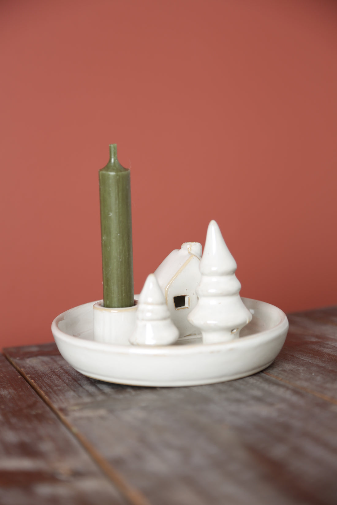 Ceramic Circular Village Candle Holder