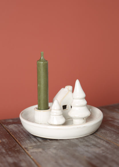 Ceramic Circular Village Candle Holder