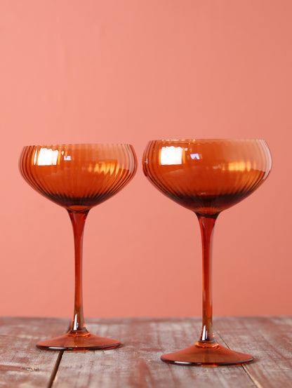 Lou Coupe Glasses - Set of 2 - Amber