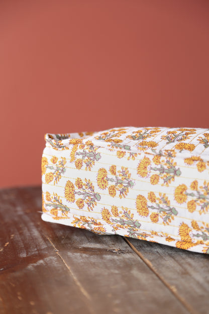 Paisley Quilted Cotton Washbag - Terracotta, Green