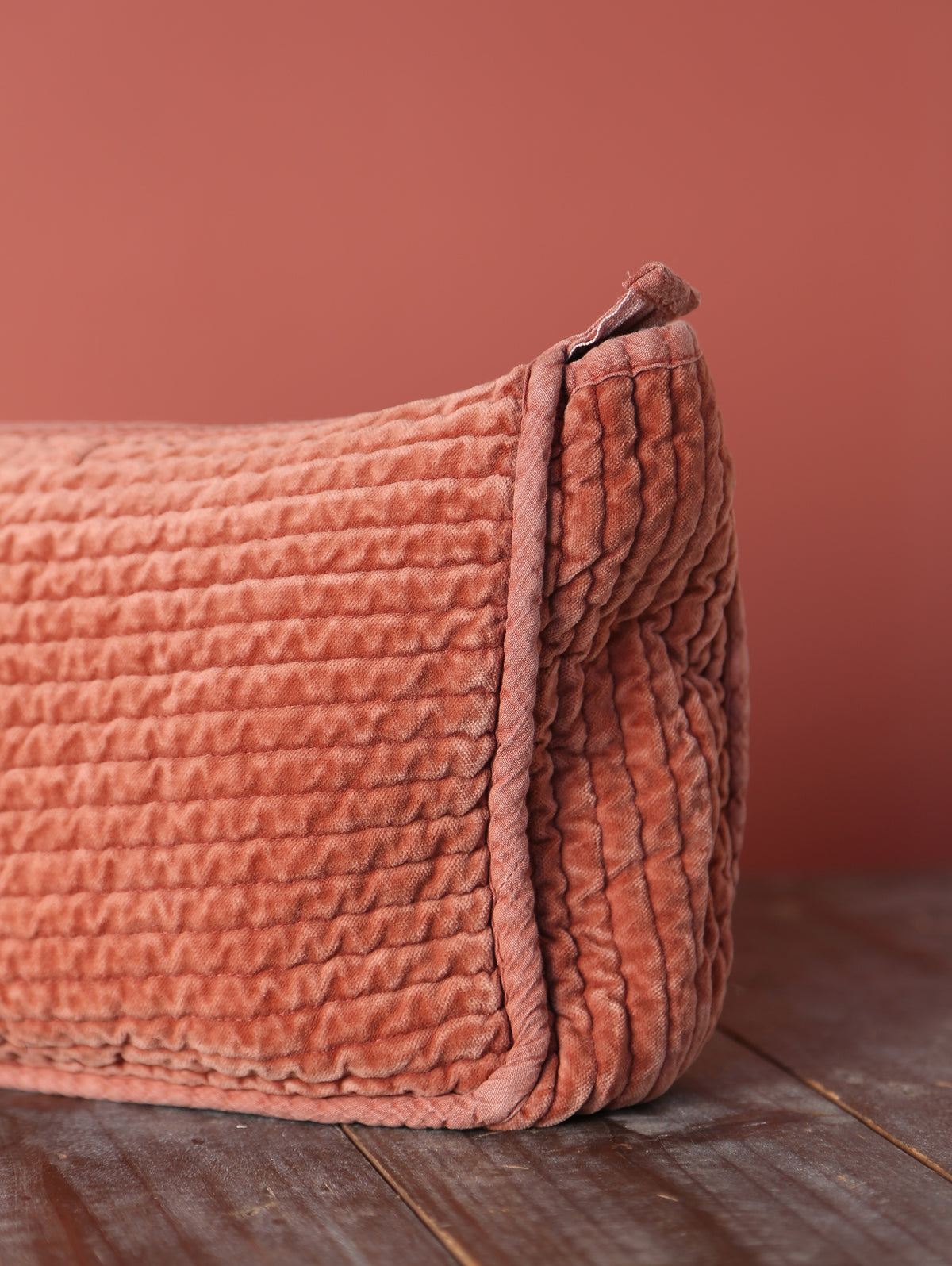 Velvet Quilted Cotton Washbag - Burgundy