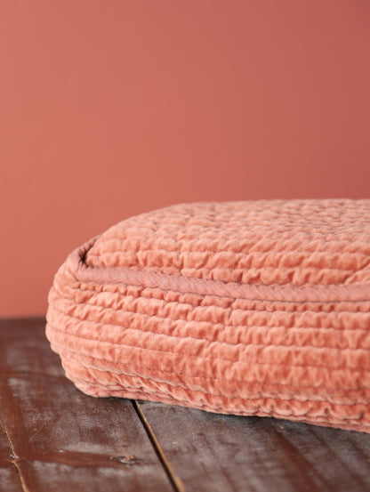 Velvet Quilted Cotton Washbag - Burgundy
