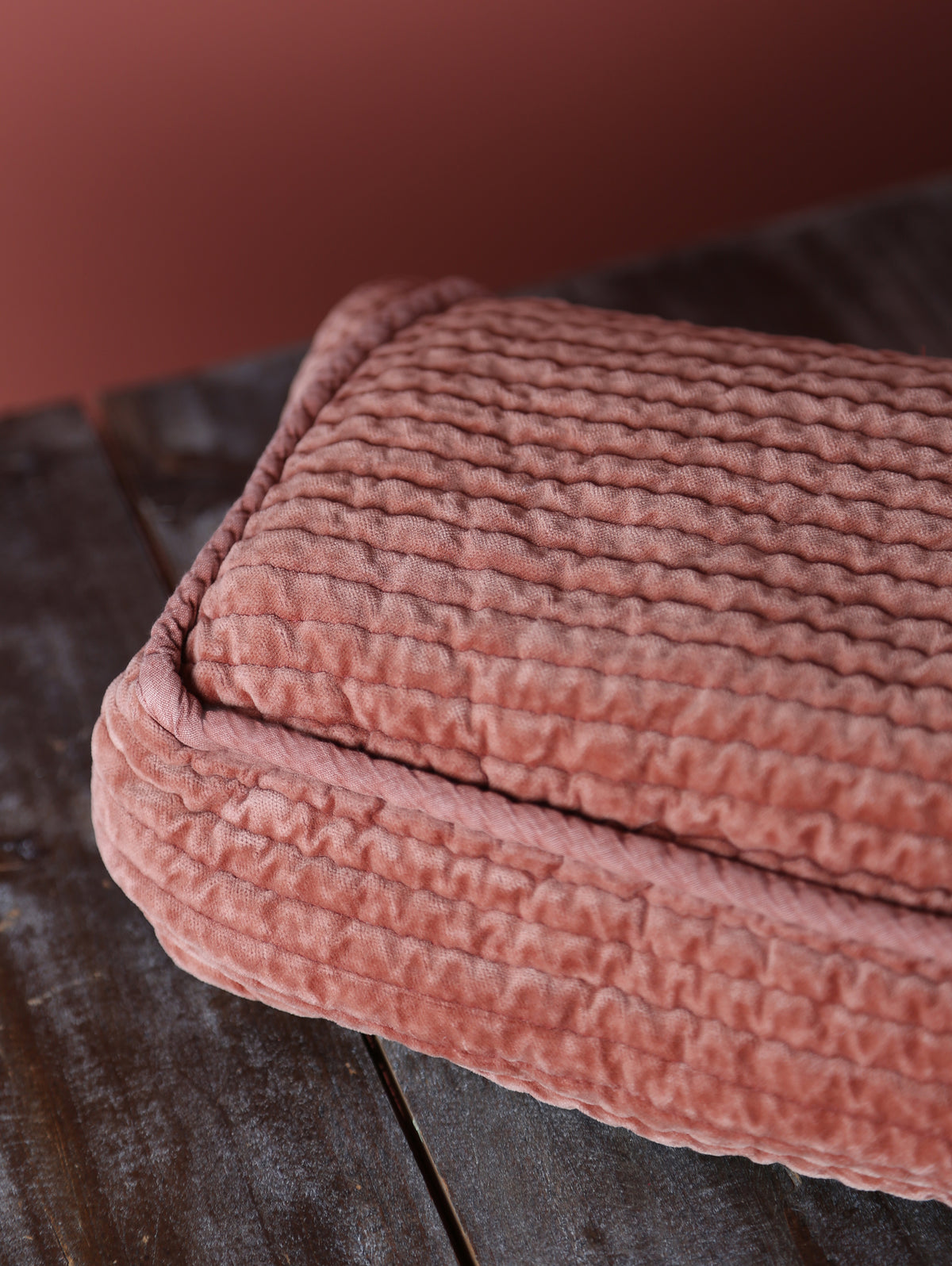 Velvet Quilted Cotton Washbag - Burgundy