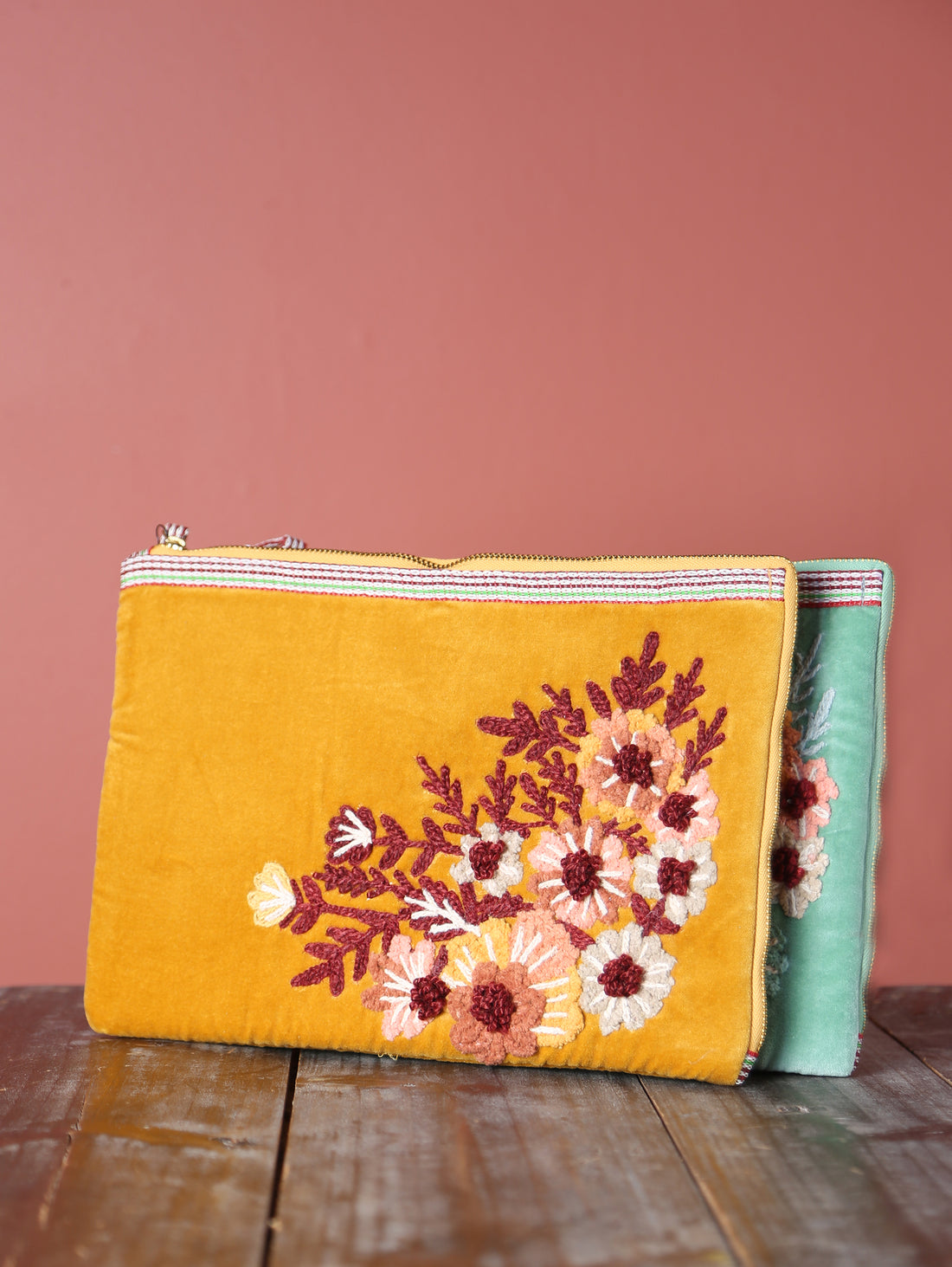 Embroidered Velvet Ipad Sleeve - 2 Colours Available