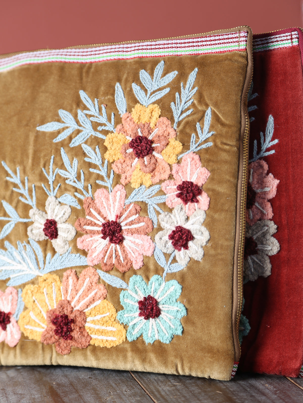 Embroidered Velvet Laptop Sleeve - 2 Colours Available