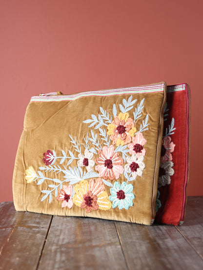 Embroidered Velvet Laptop Sleeve - 2 Colours Available