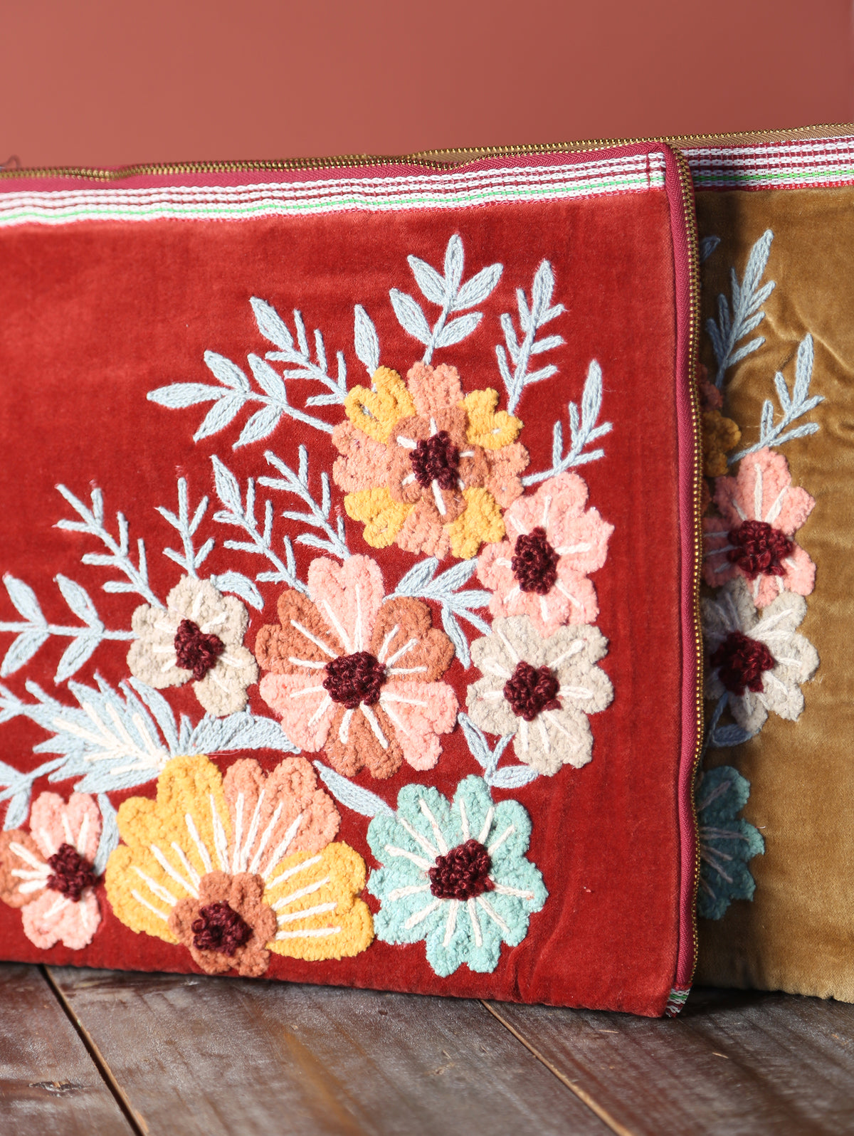 Embroidered Velvet Laptop Sleeve - 2 Colours Available