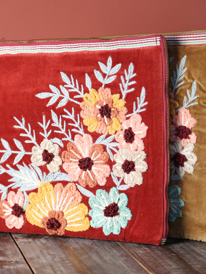 Embroidered Velvet Laptop Sleeve - 2 Colours Available