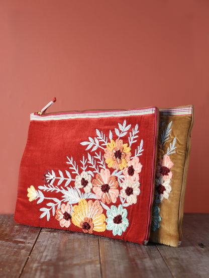 Embroidered Velvet Laptop Sleeve - 2 Colours Available