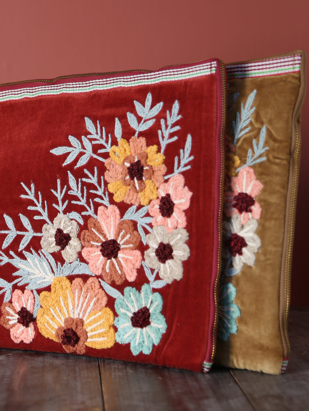 Embroidered Velvet Laptop Sleeve - 2 Colours Available
