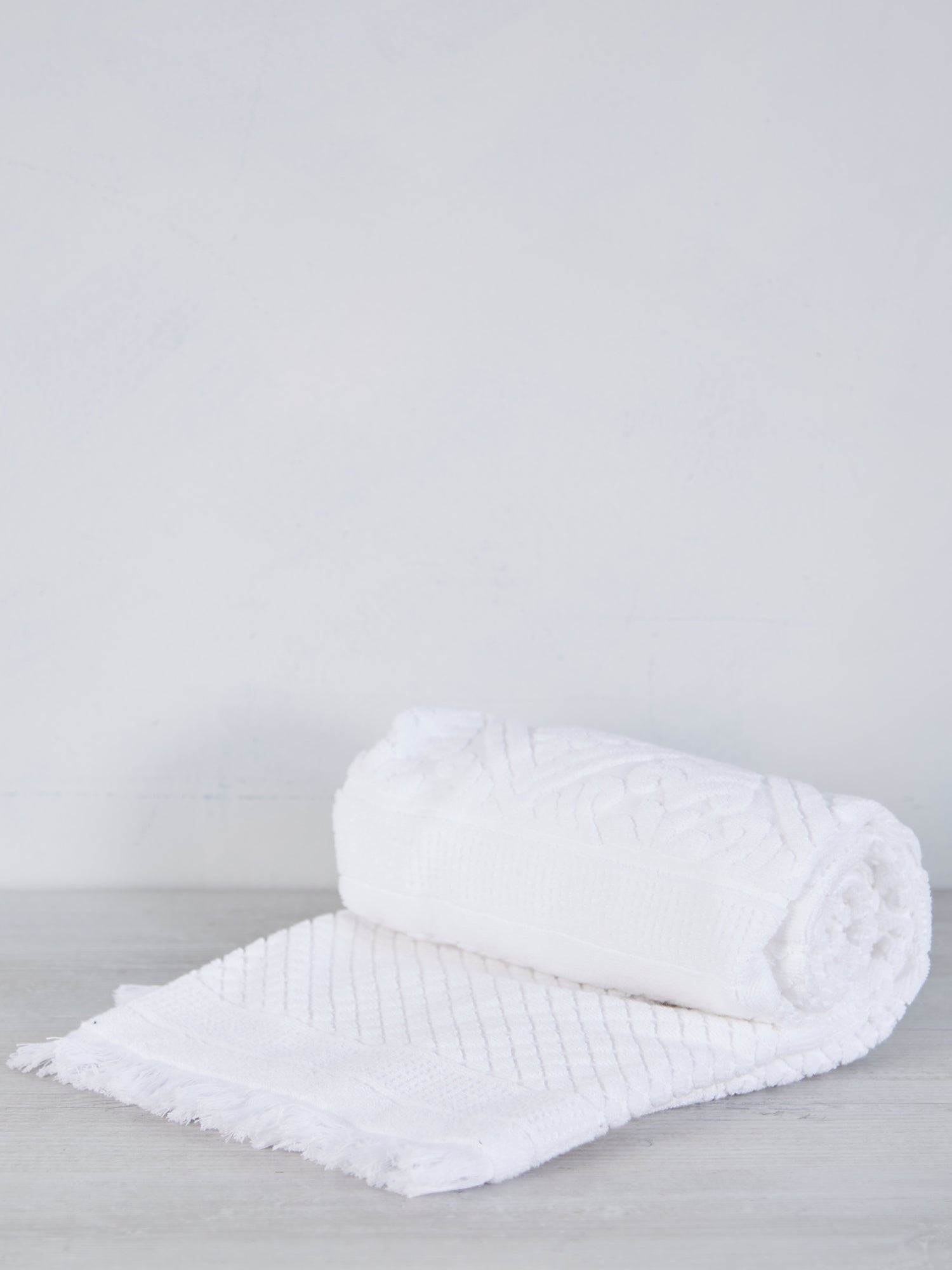 Embossed Jacquard Towel in Crisp White - 4 Sizes Available