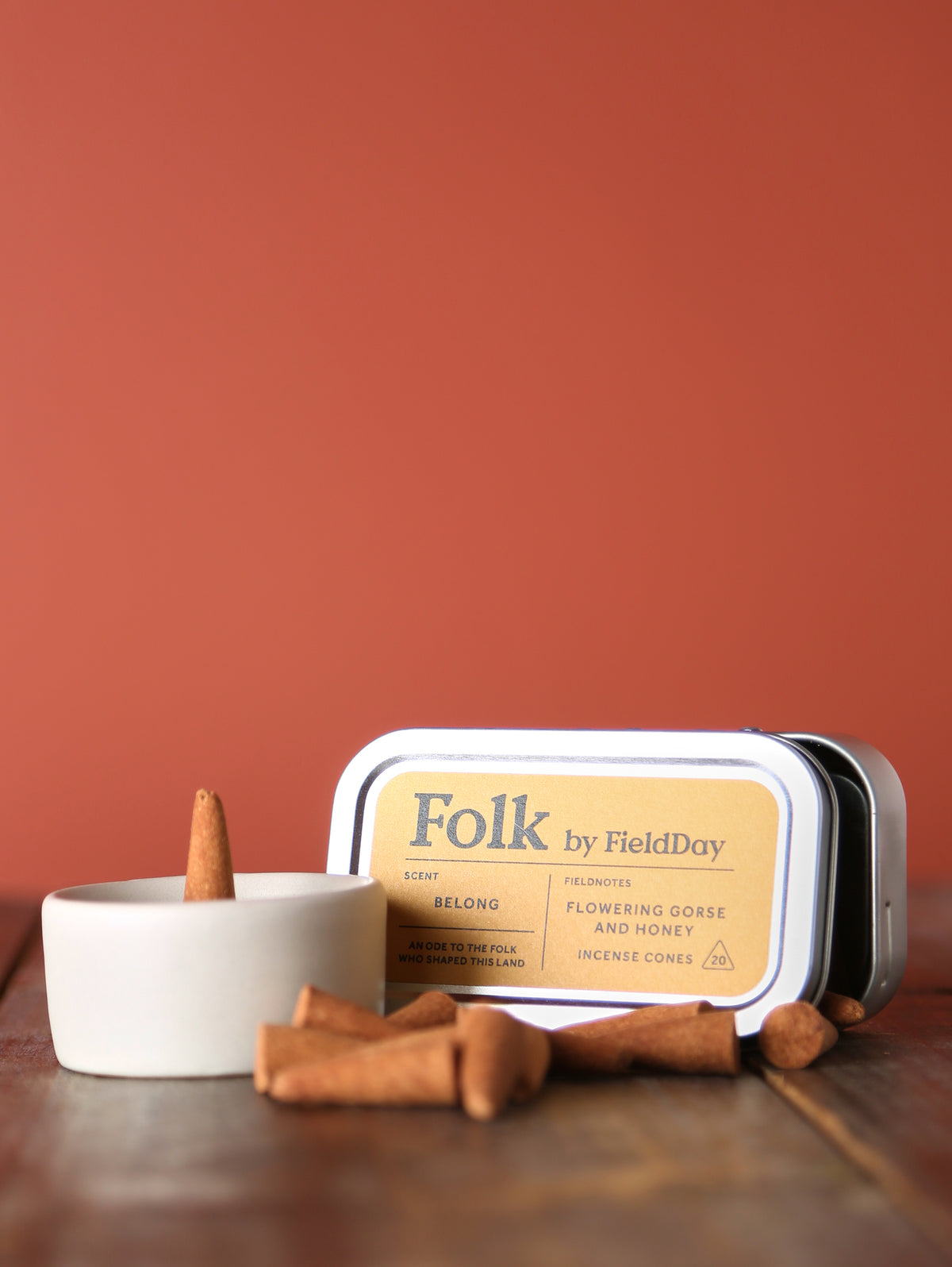Tin of Incense Cones &amp; Incense Burner - Belong, Folk
