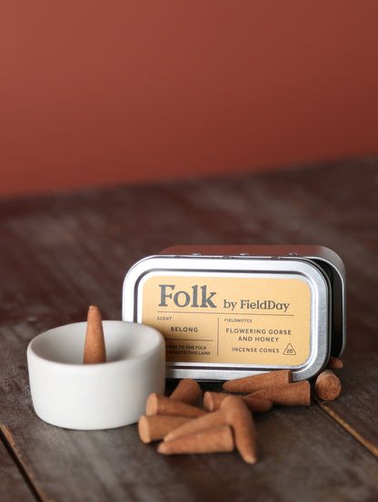 Tin of Incense Cones &amp; Incense Burner - Belong, Folk