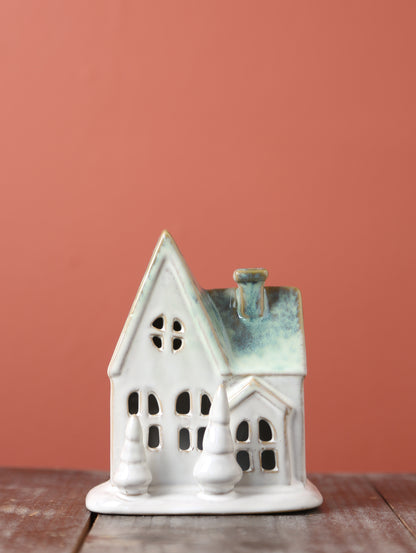 Ceramic Glowing Pine Cottage - Evergreen