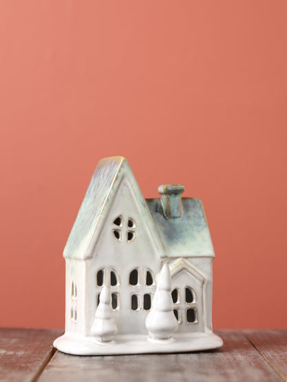 Ceramic Glowing Pine Cottage - Evergreen