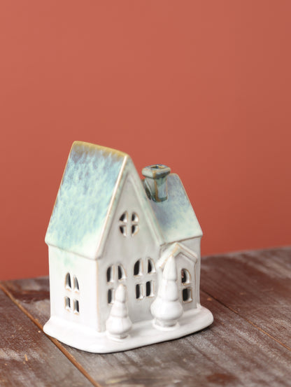Ceramic Glowing Pine Cottage - Evergreen