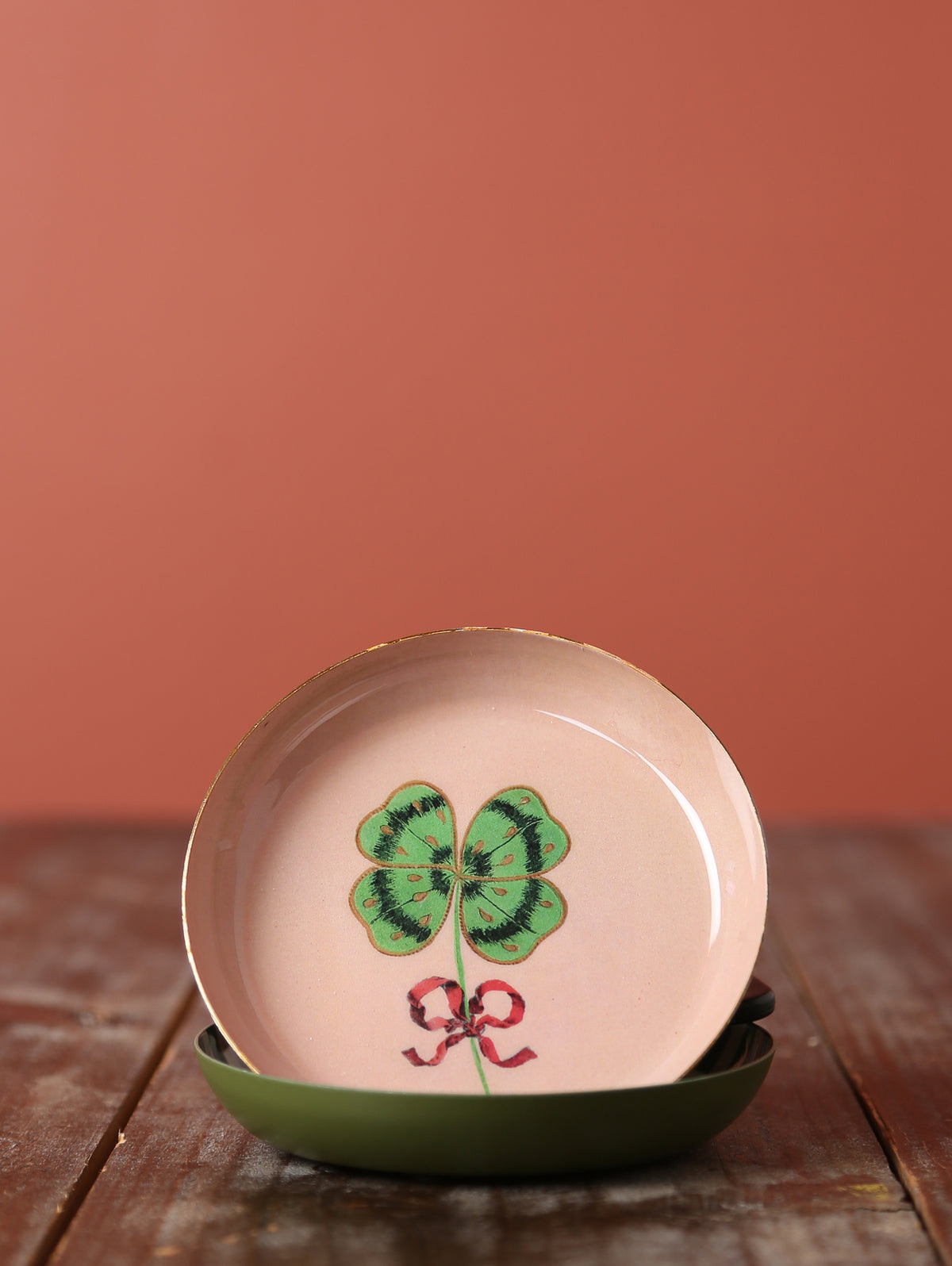 Round Enamel Tray - Clover