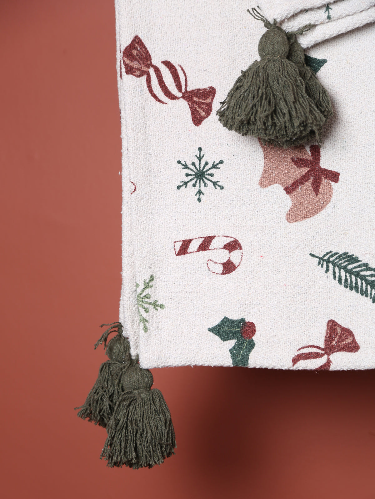 Festive Throw - Patterned - Recycled Cotton - Sweets, Toadstools