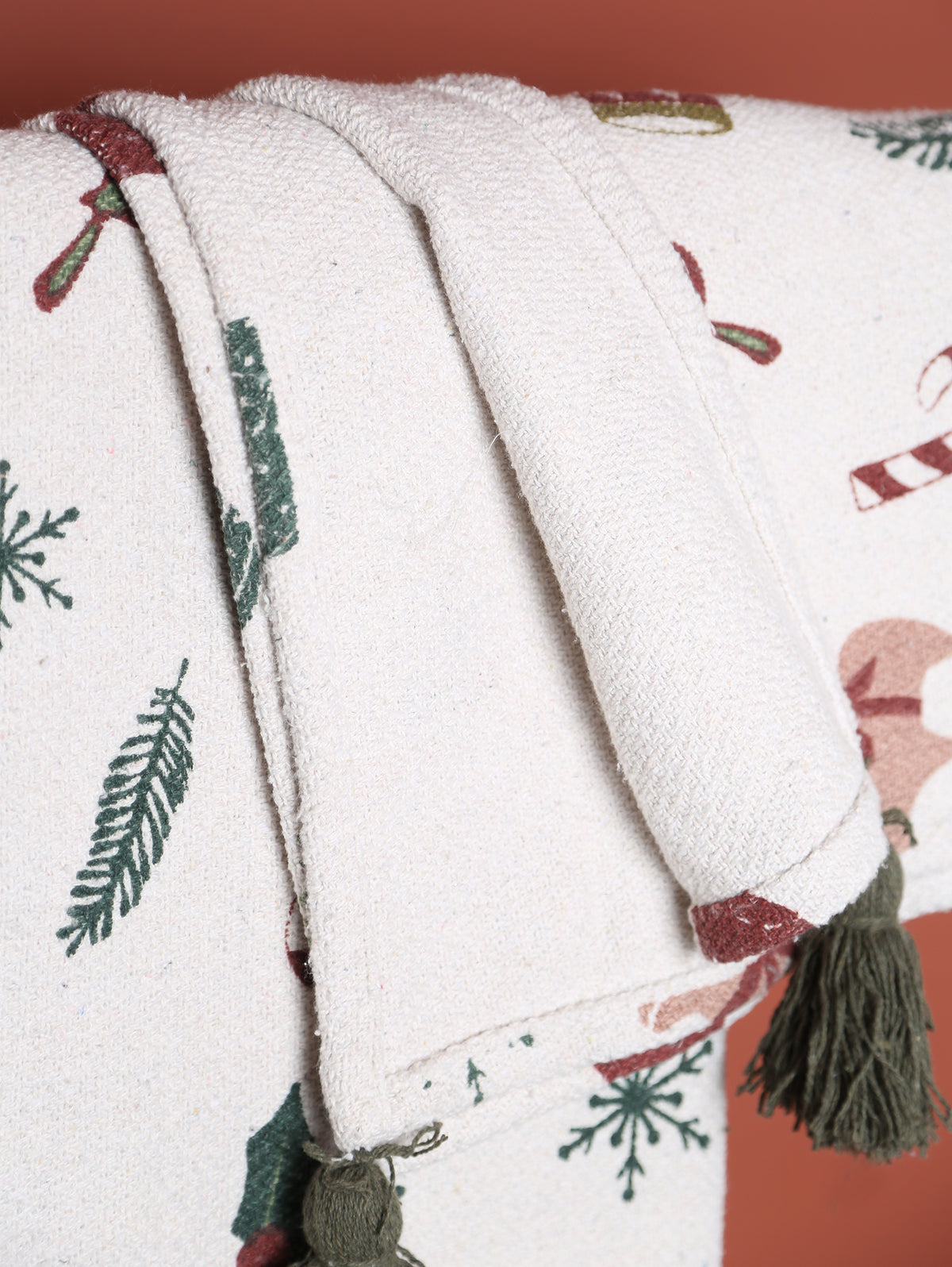 Festive Throw - Patterned - Recycled Cotton - Sweets, Toadstools
