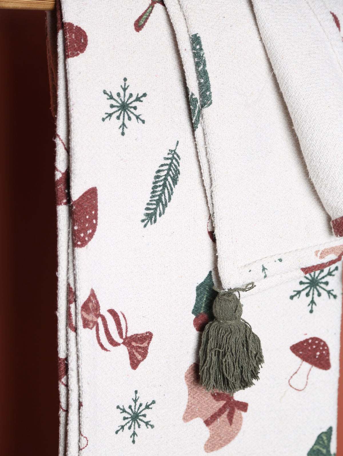 Festive Throw - Patterned - Recycled Cotton - Sweets, Toadstools