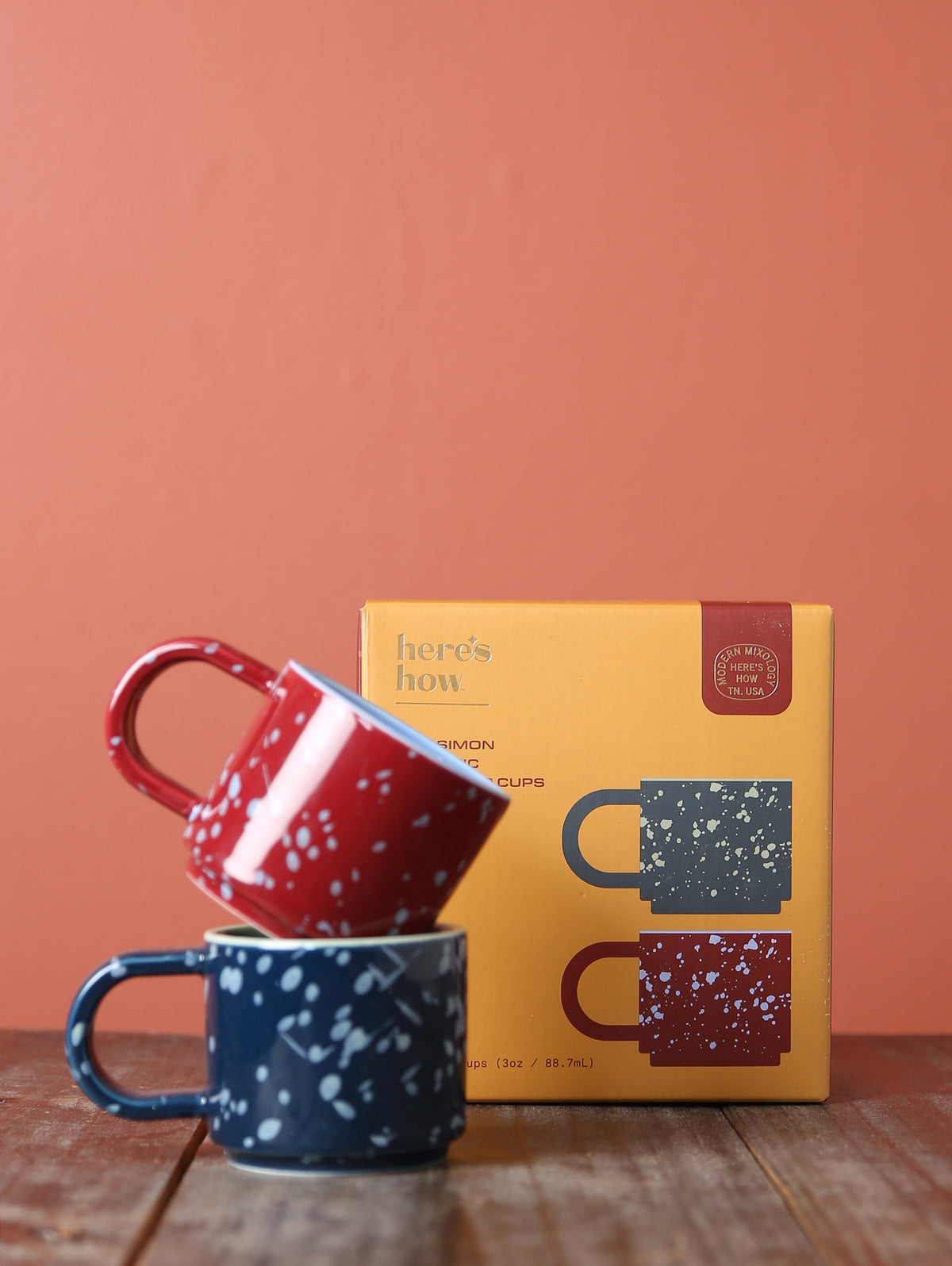 The Simon Espresso Cups - Set of 2 - Burgundy, Navy