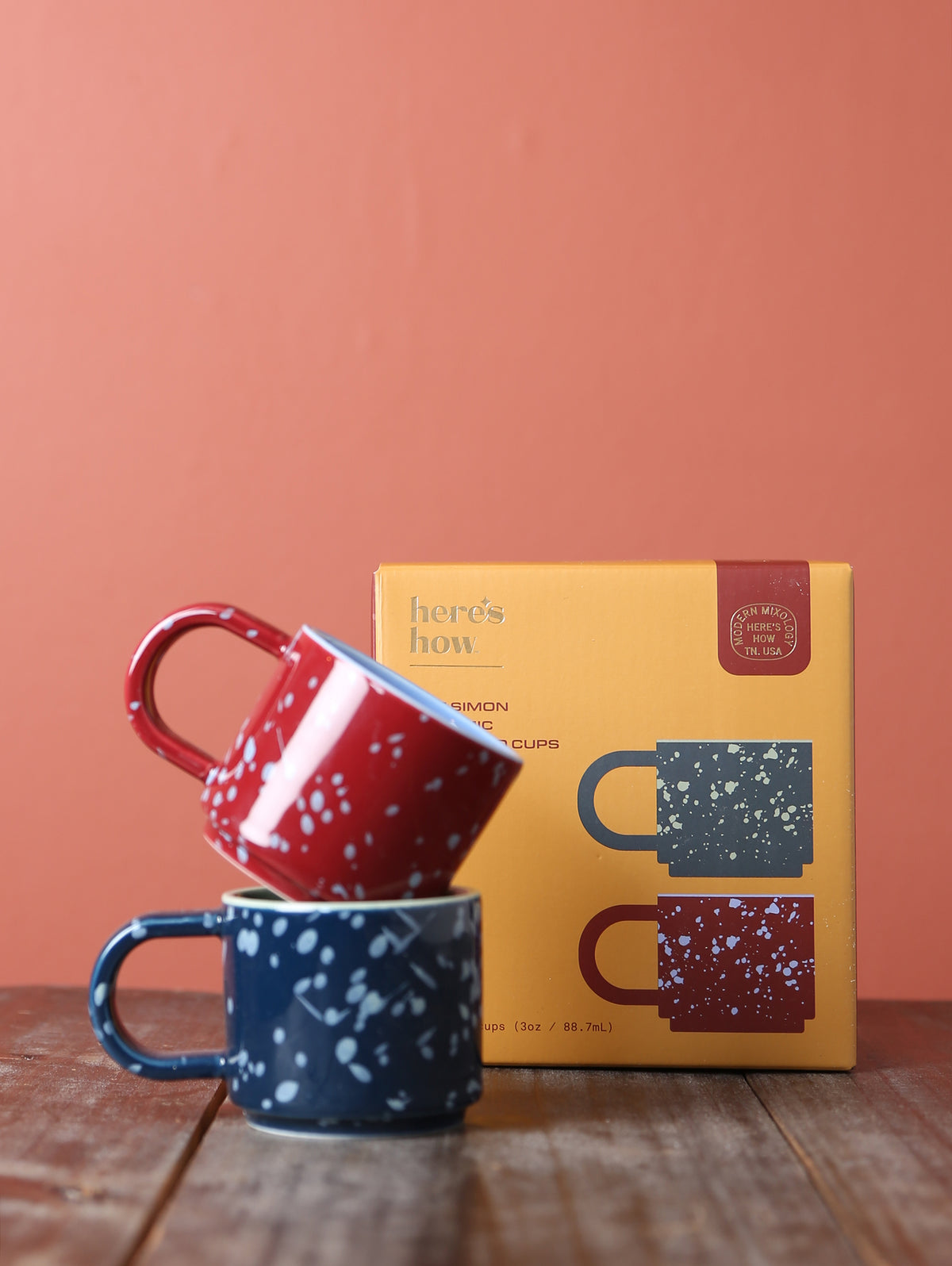 The Simon Espresso Cups - Set of 2 - Burgundy, Navy