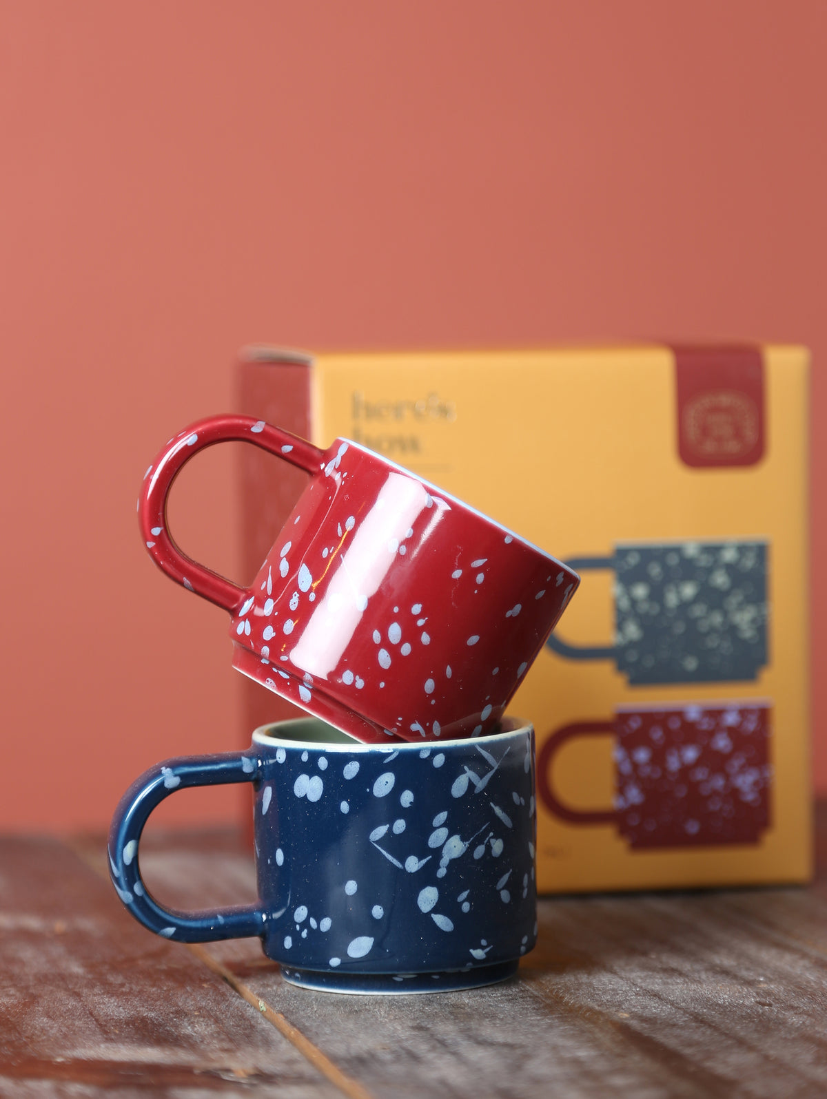 The Simon Espresso Cups - Set of 2 - Burgundy, Navy