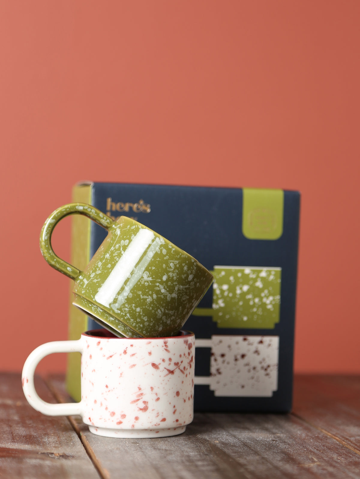 The Simon Espresso Cups - Set of 2 - Cream &amp; Olive