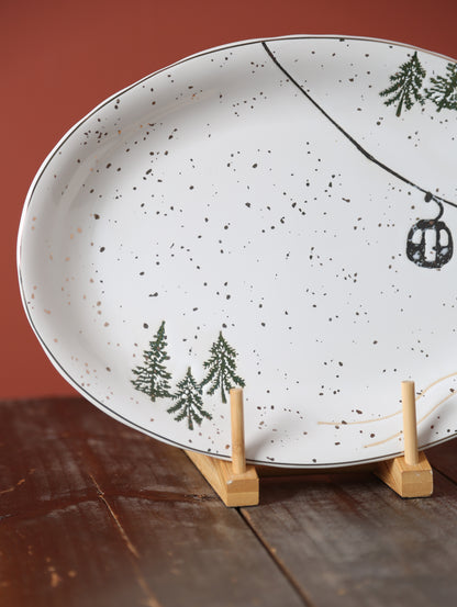 Snowy Ski Lift Platter