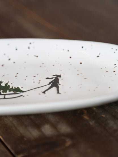 Snowy Skiing Small platter