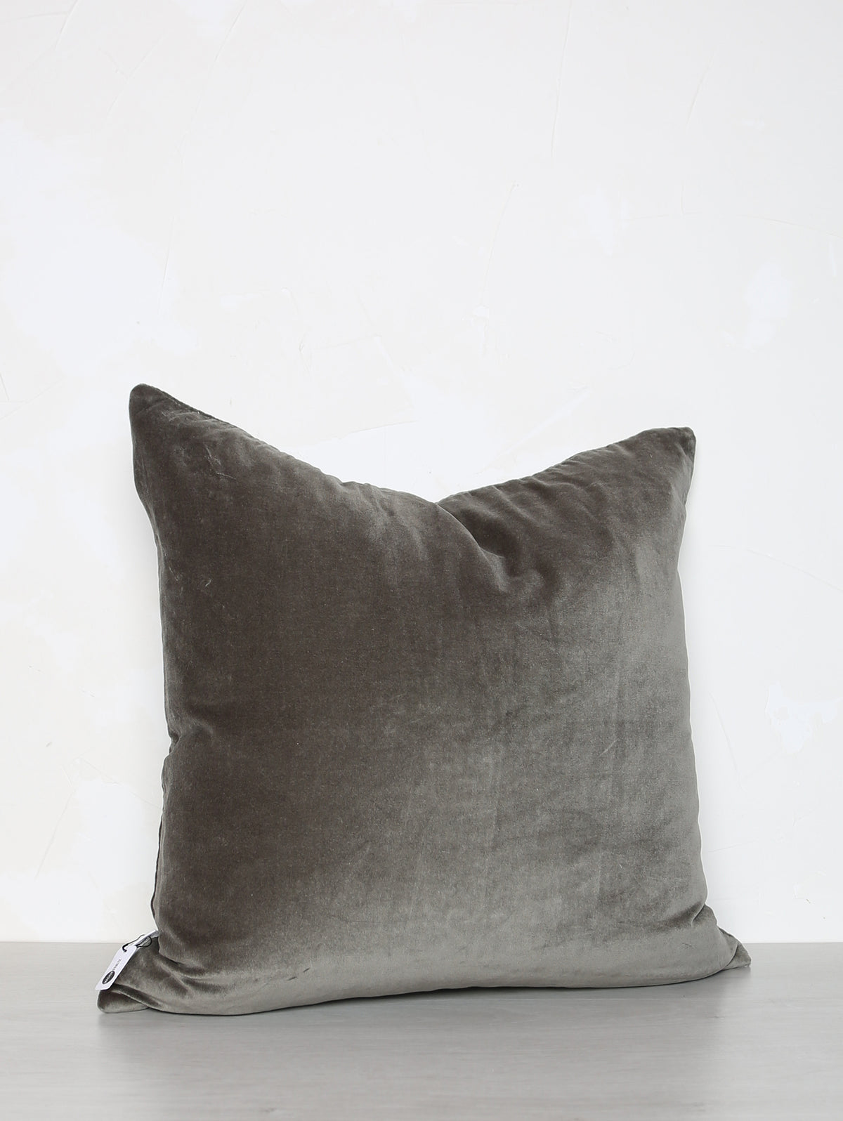 Embroidered Velvet Cushion - Grey, Stone, Mint