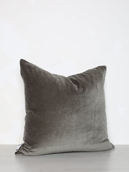 Embroidered Velvet Cushion - Grey, Stone, Mint