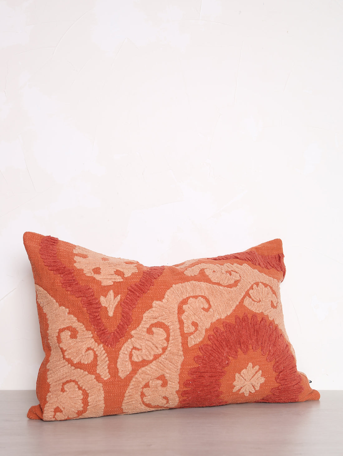 Suzani Embroidered Cushion - Orange, Dusty Rose