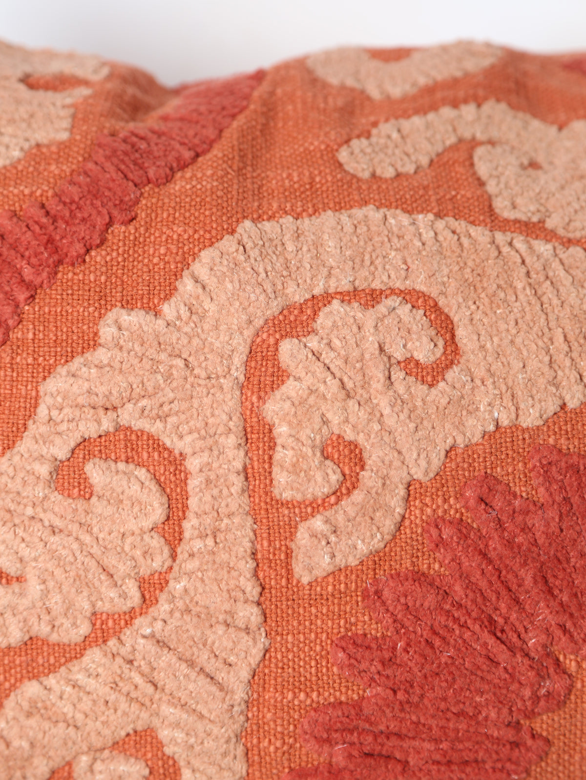 Suzani Embroidered Cushion - Orange, Dusty Rose