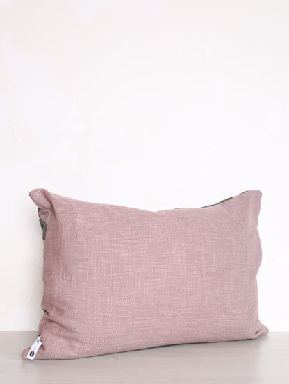 Suzani Embroidered Velvet Cushion - Lilac, Green