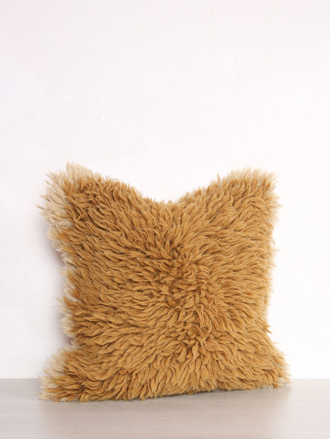 Natural Wool Cushion - Mustard, Beige