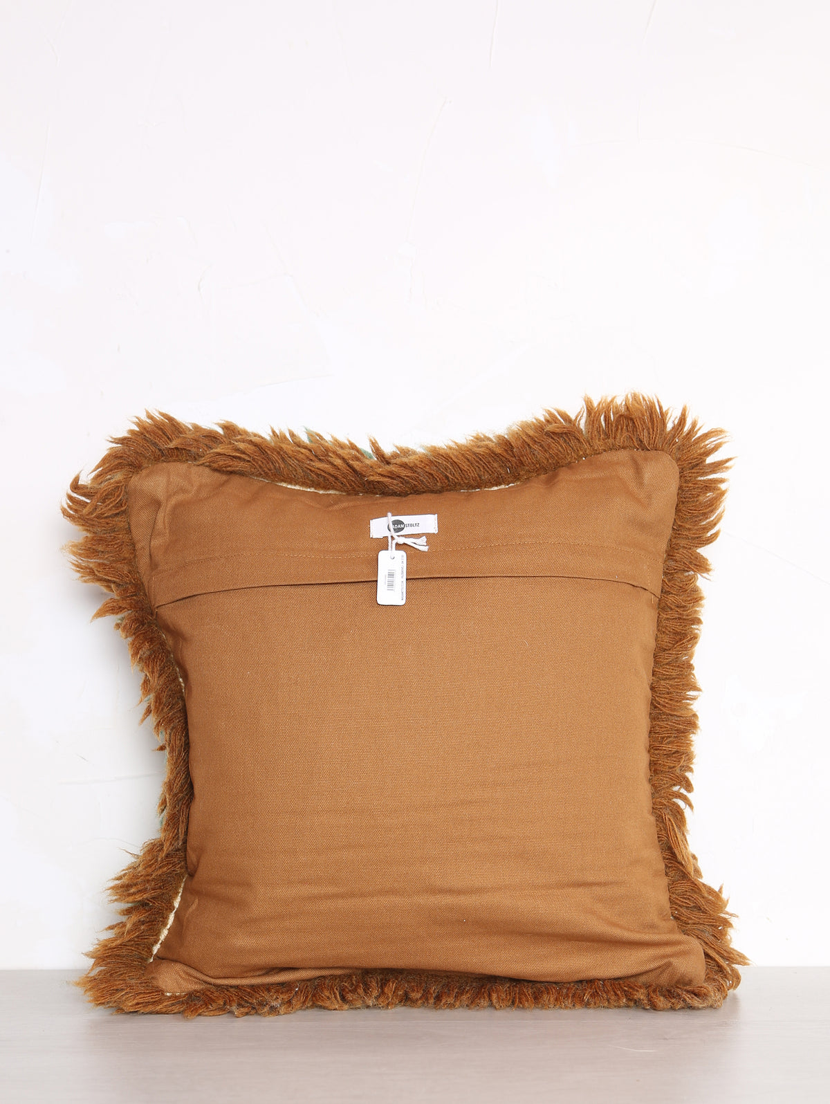 Natural Wool Cushion - Aqua, Caramel