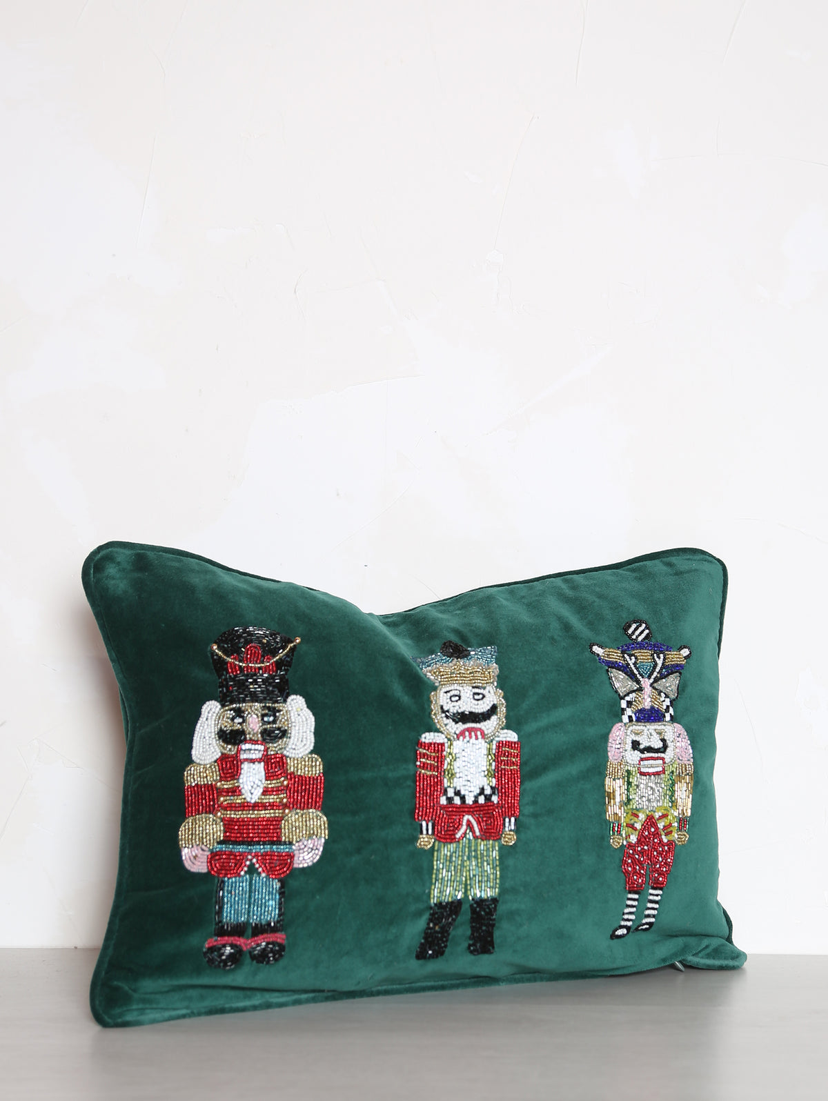 Beaded Nutcrackers Cushion - Emerald